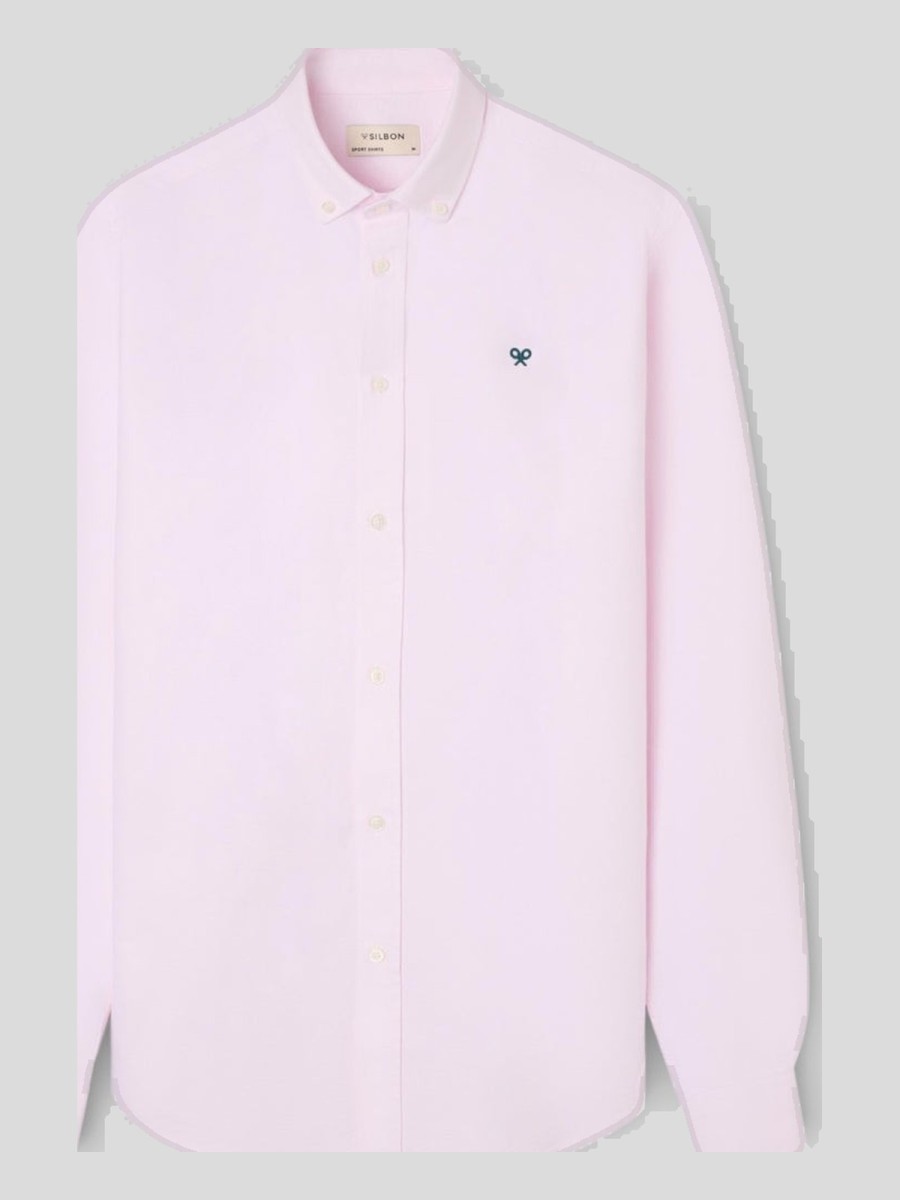 Camisa Silbon Rosa 100% Algodón Oxford Casual