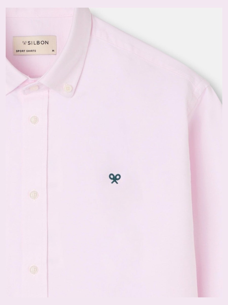 Camisa Silbon Rosa 100% Algodón Oxford Casual