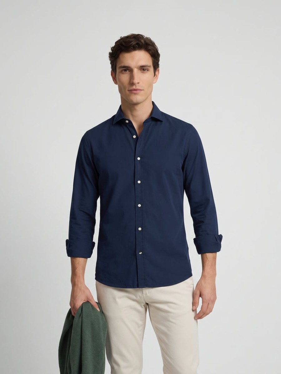 Camisa Silbon de piqué 100% algodón azul marino