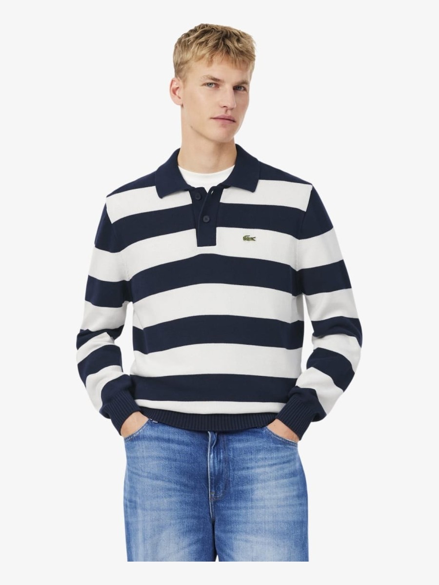 Polo Lacoste de manga larga a rayas AH0488