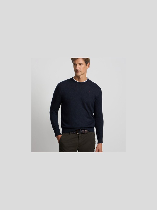 Jersey Silbon Azul Marino en Algodón y Cashmere