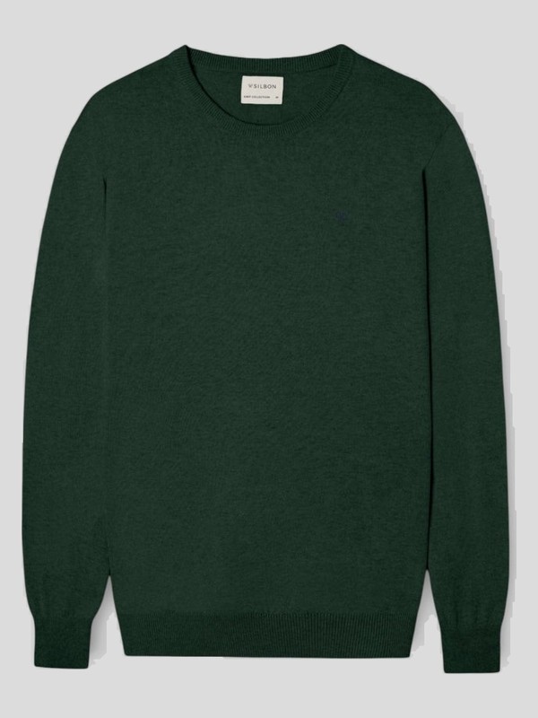 Jersey Silbon Verde Oscuro de Algodón y Cashmere