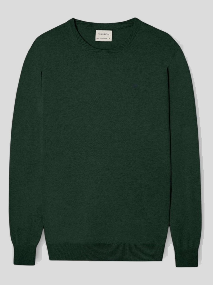 Jersey Silbon Verde Oscuro de Algodón y Cashmere