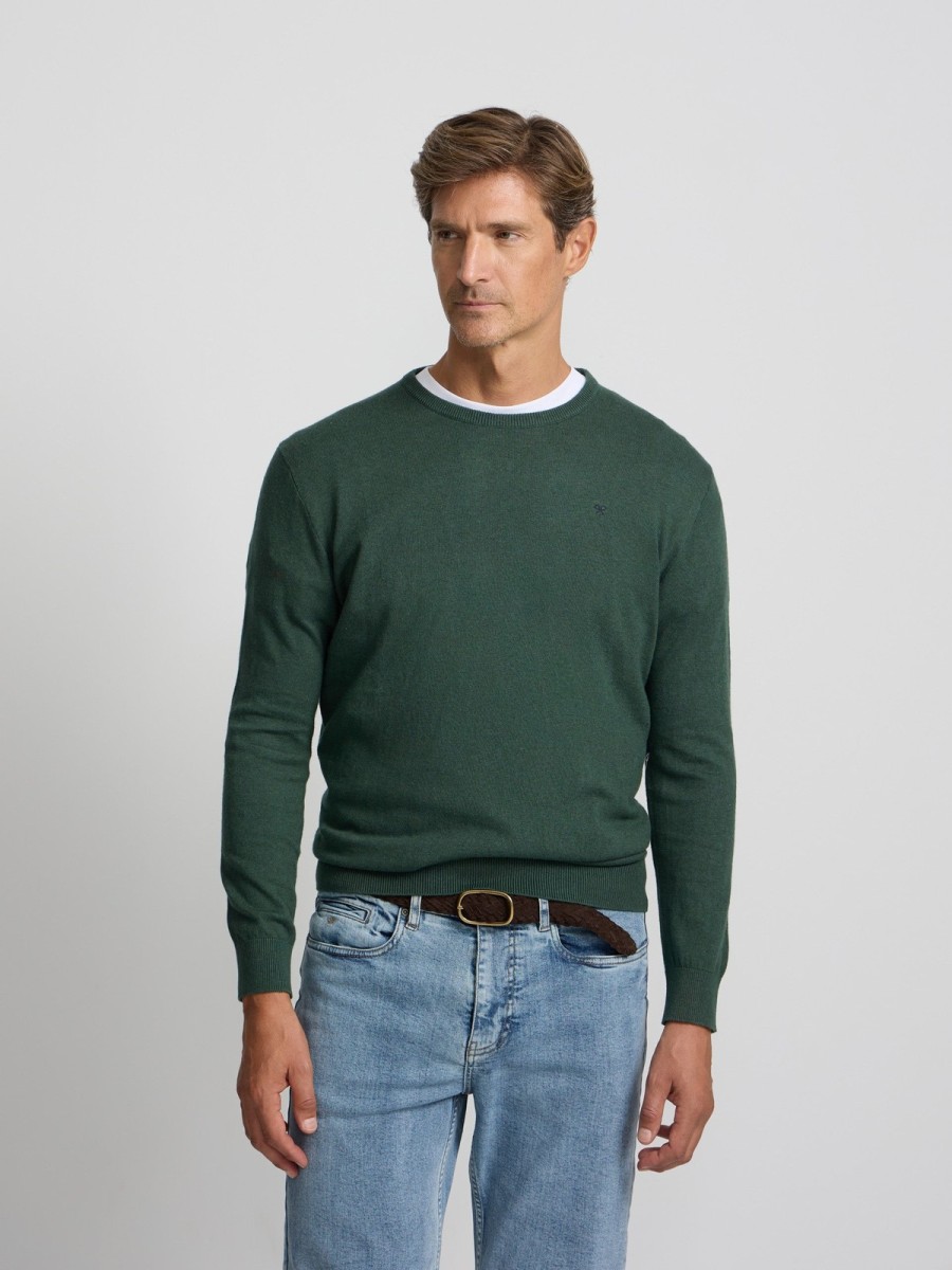 Jersey Silbon Verde Oscuro de Algodón y Cashmere