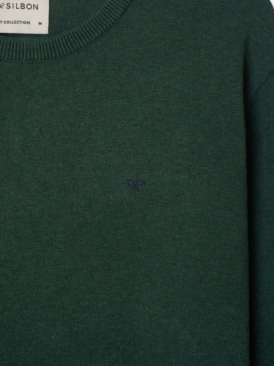 Jersey Silbon Verde Oscuro de Algodón y Cashmere