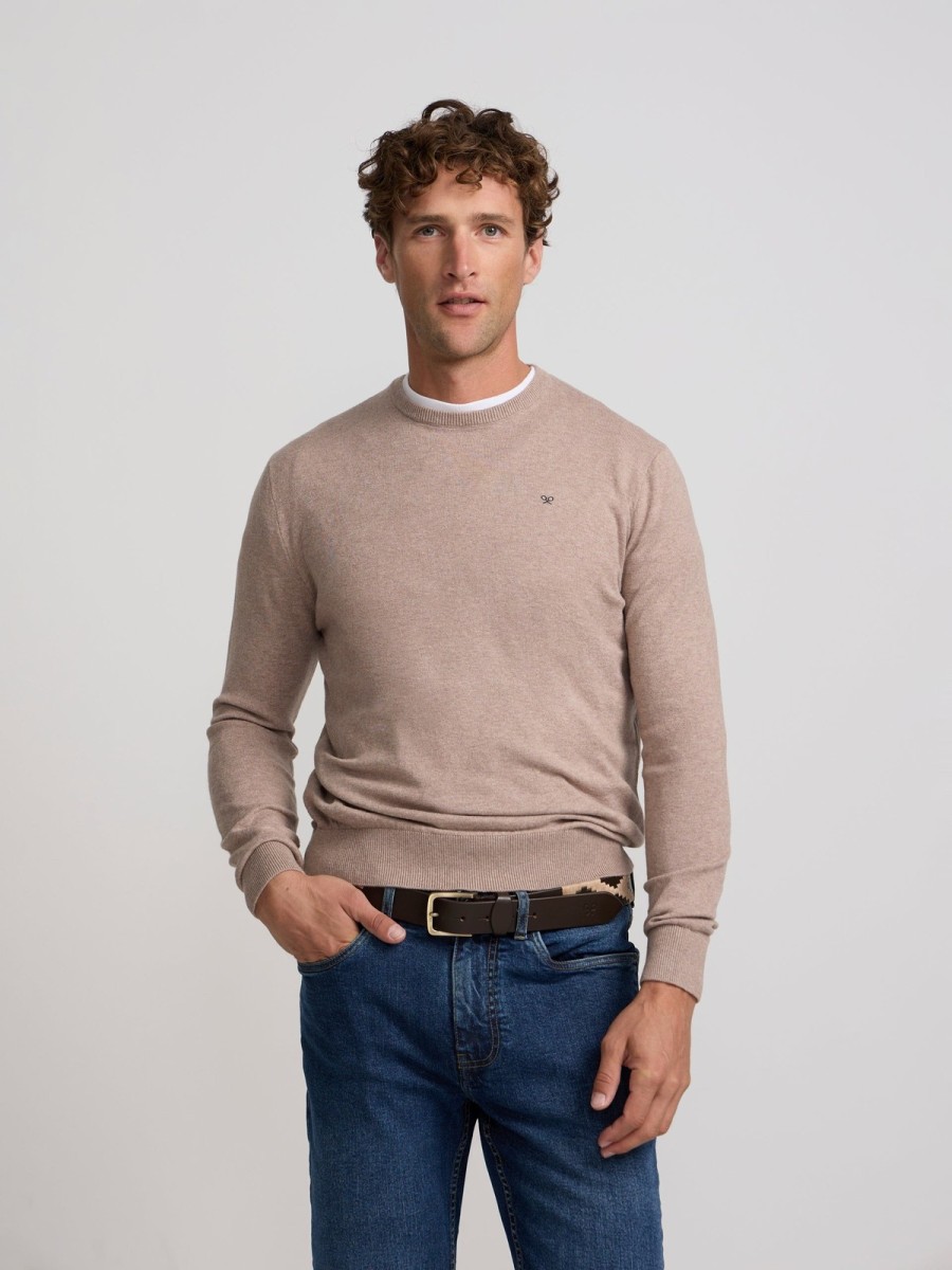 Jersey Silbon Cuello Redondo en Algodón y Cashmere