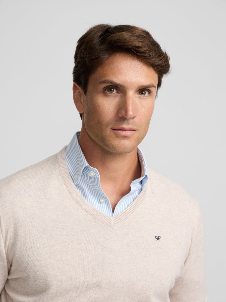 Jersey Silbon de Cuello Pico con Cashmere