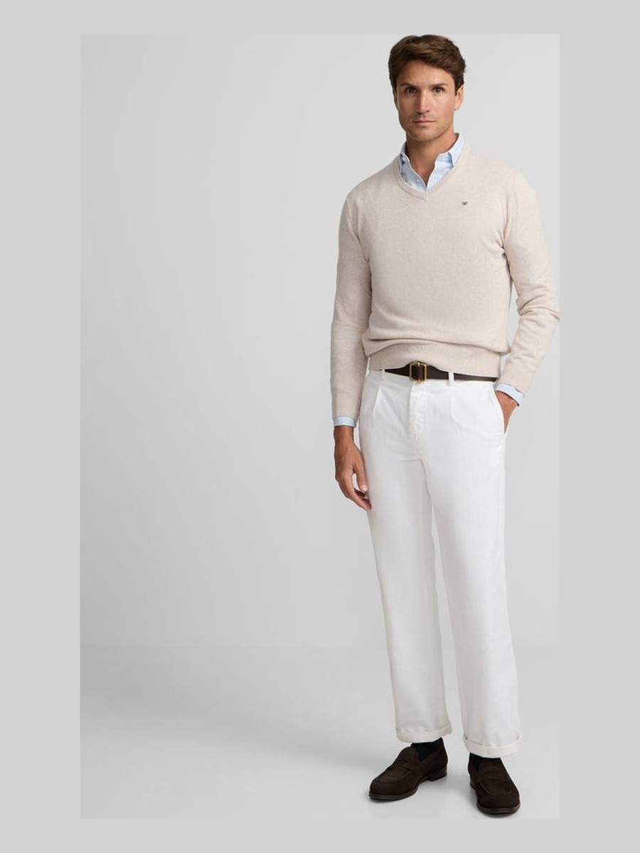 Jersey Silbon de Cuello Pico con Cashmere