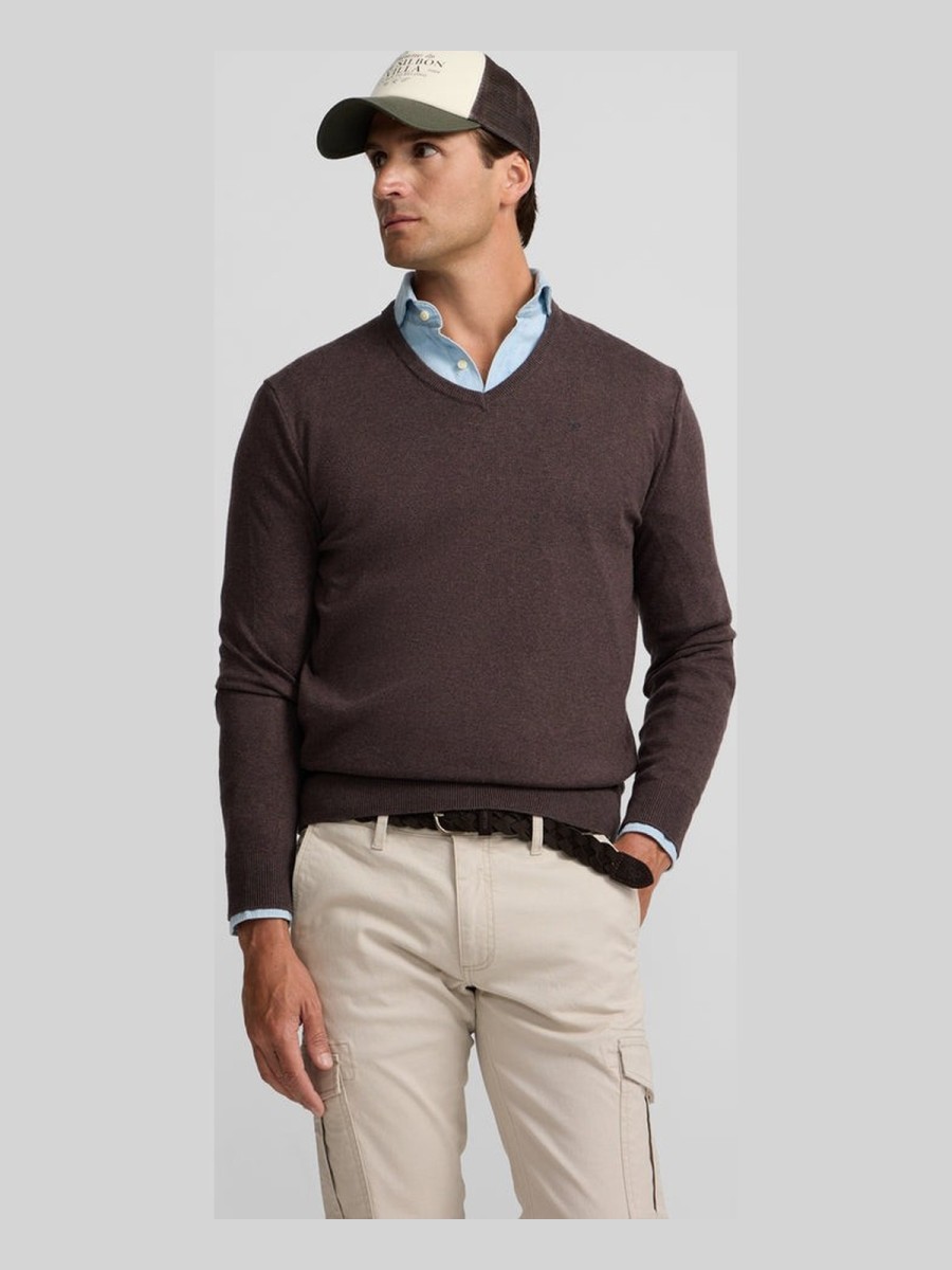 Jersey Silbon Marrón en Algodón BCI y Cachemira