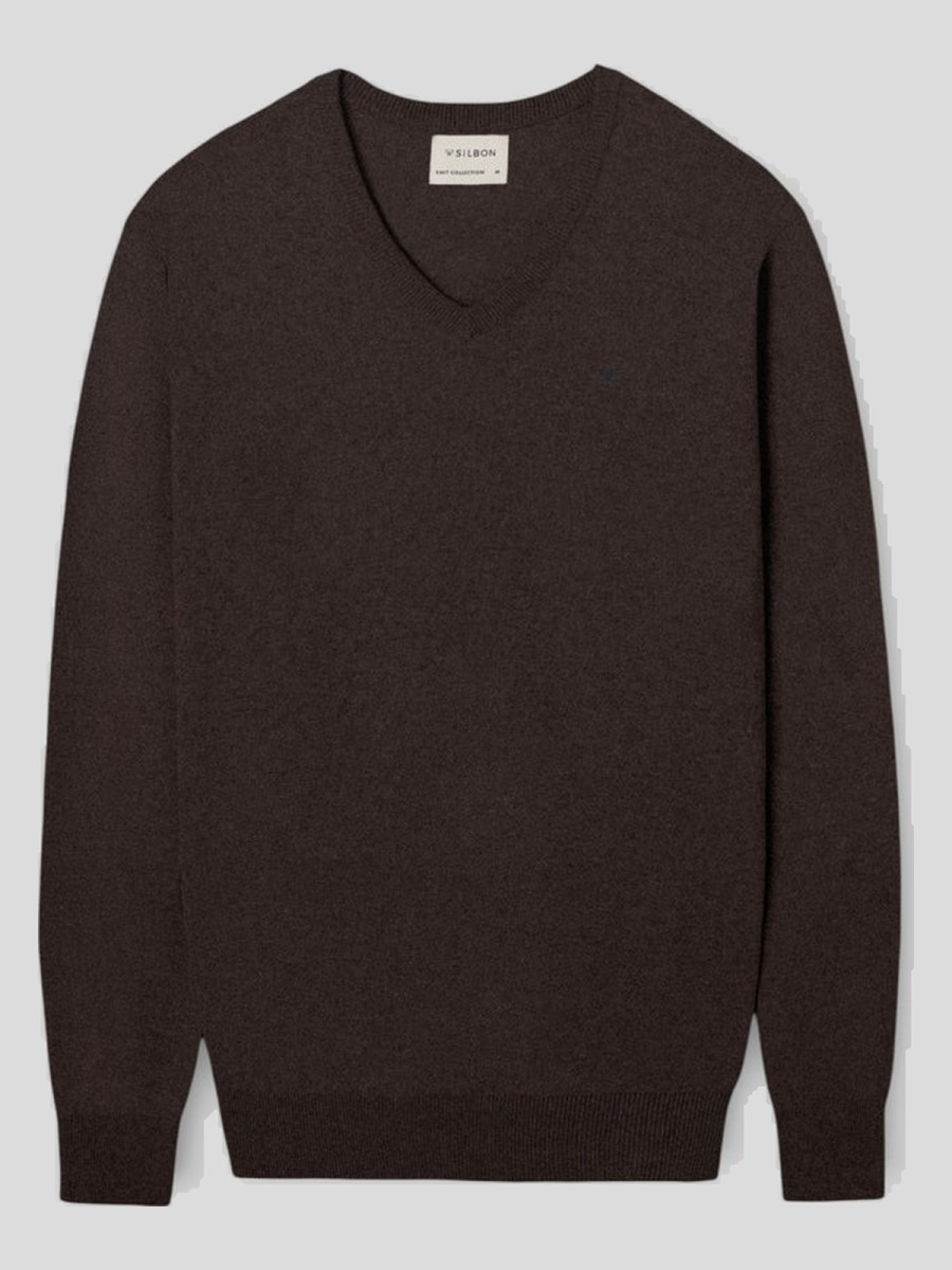 Jersey Silbon Marrón en Algodón BCI y Cachemira