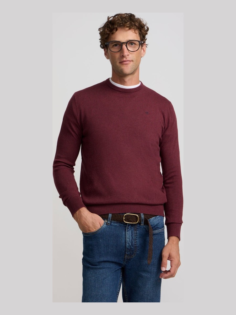 Jersey Silbon Burdeos de Algodón BCI y Cashmere