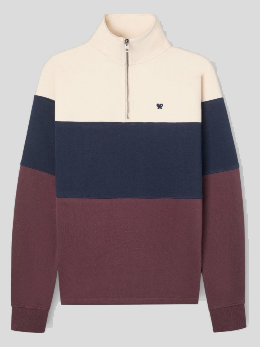 Sudadera Silbon Azul Marino de Algodón con Media Cremallera