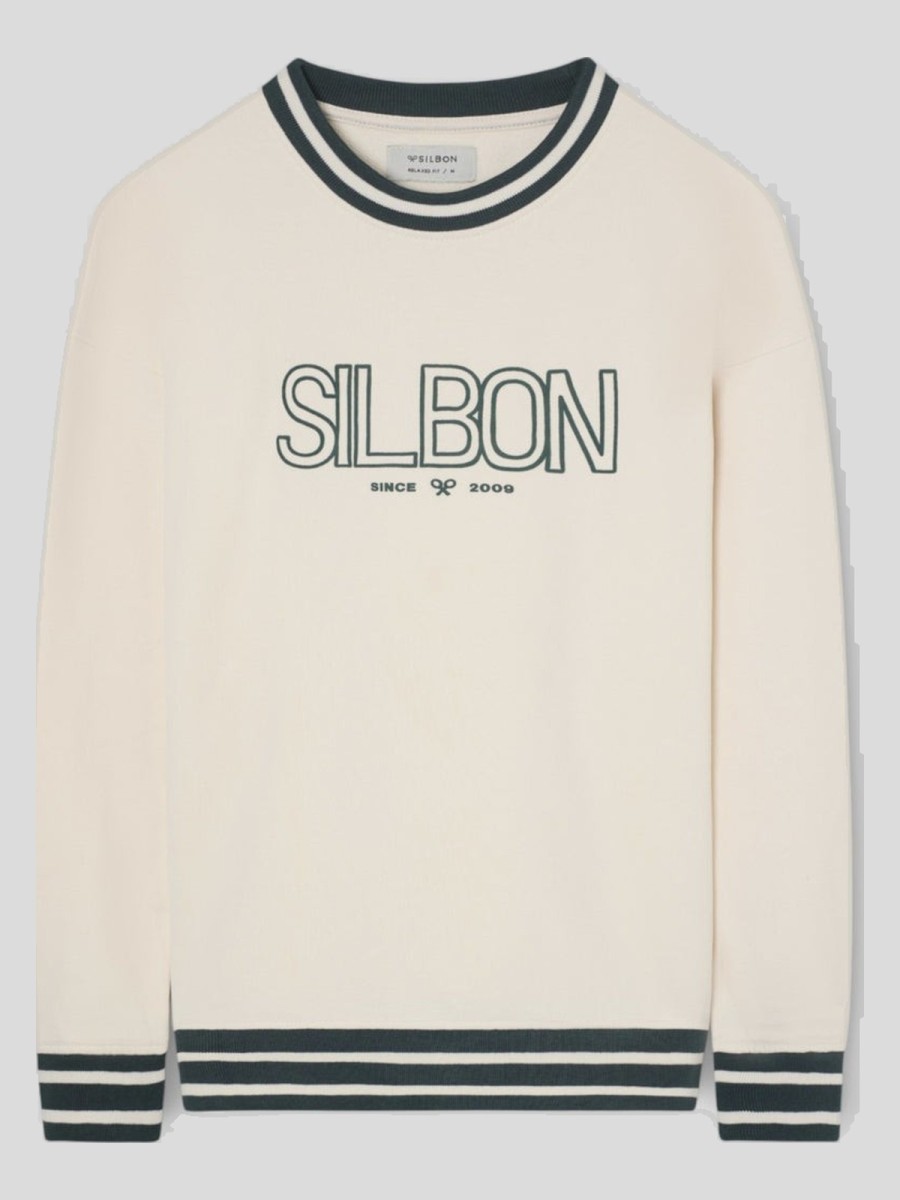 Sudadera Silbon Crema de Algodón Relaxed Fit
