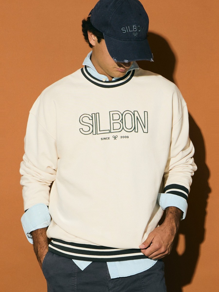 Sudadera Silbon Crema de Algodón Relaxed Fit