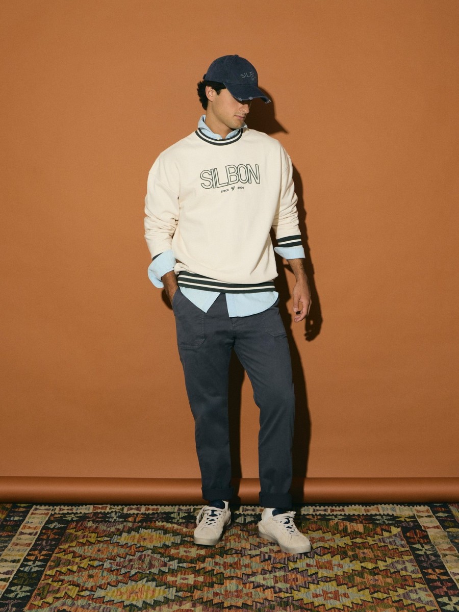 Sudadera Silbon Crema de Algodón Relaxed Fit