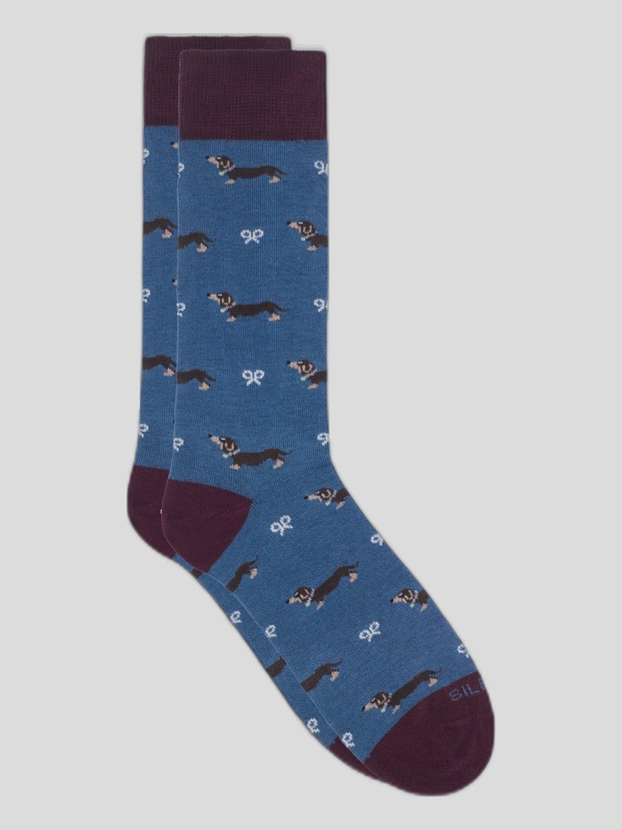 Calcetines Silbon Azul con Estampado Doggy