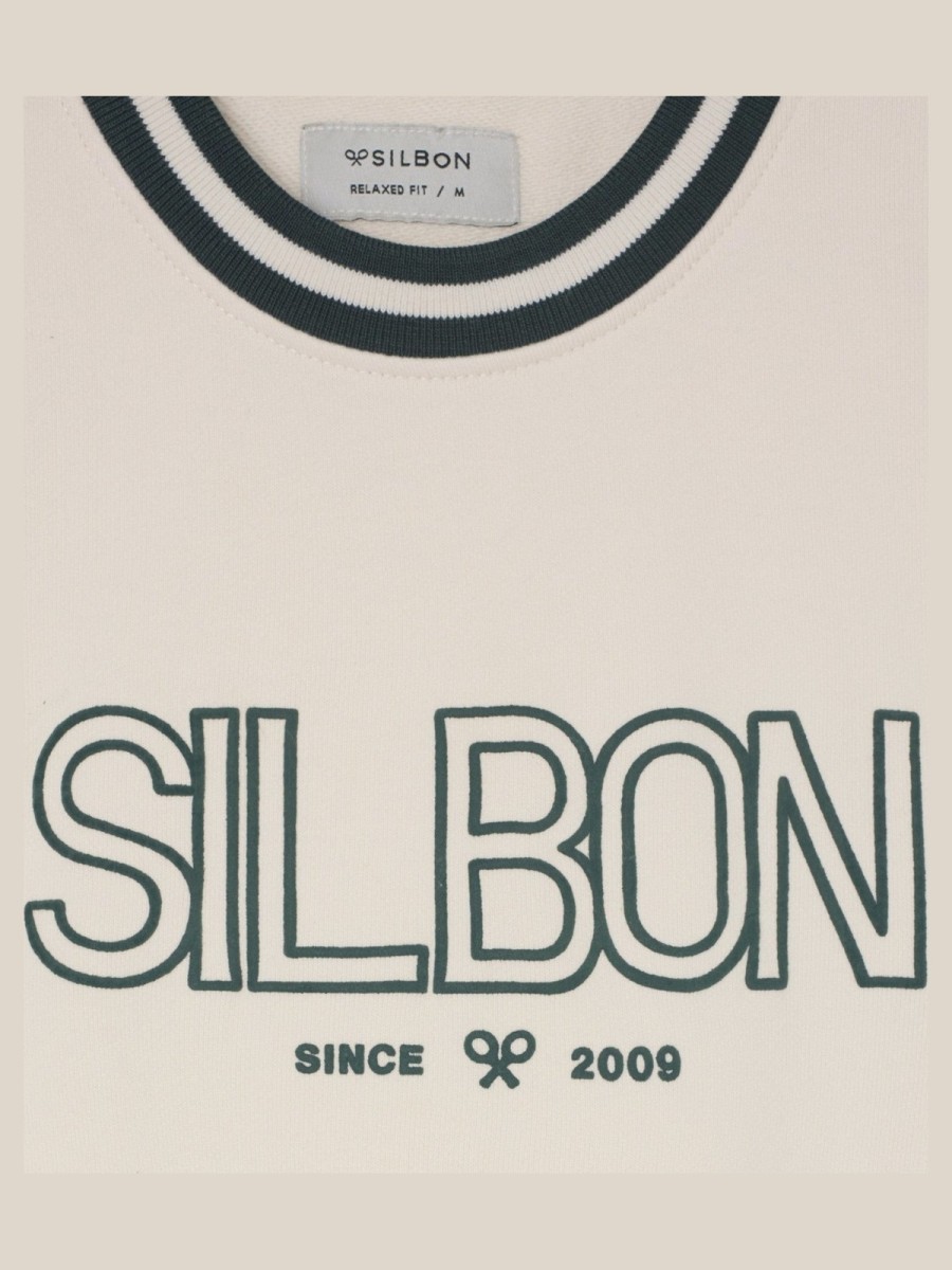 Sudadera Silbon Crema de Algodón Relaxed Fit