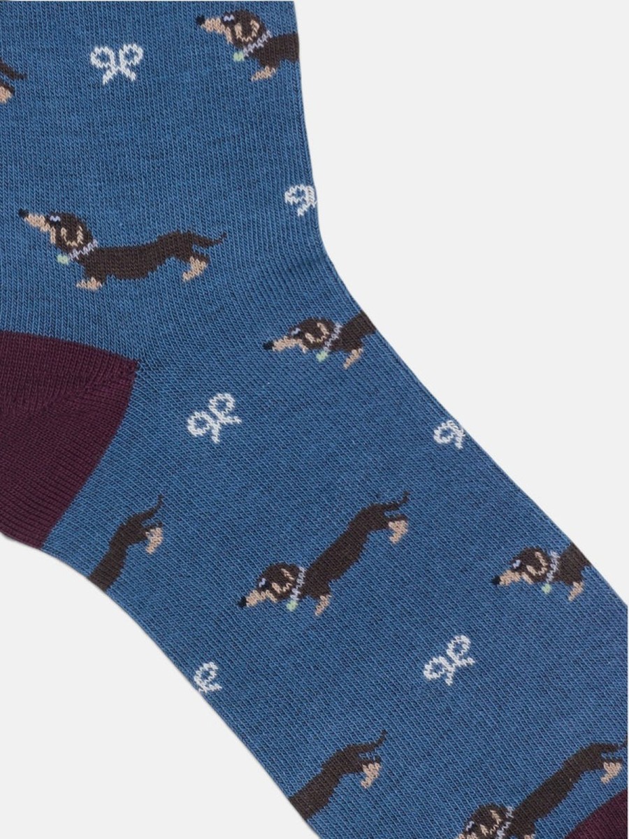 Calcetines Silbon Azul con Estampado Doggy