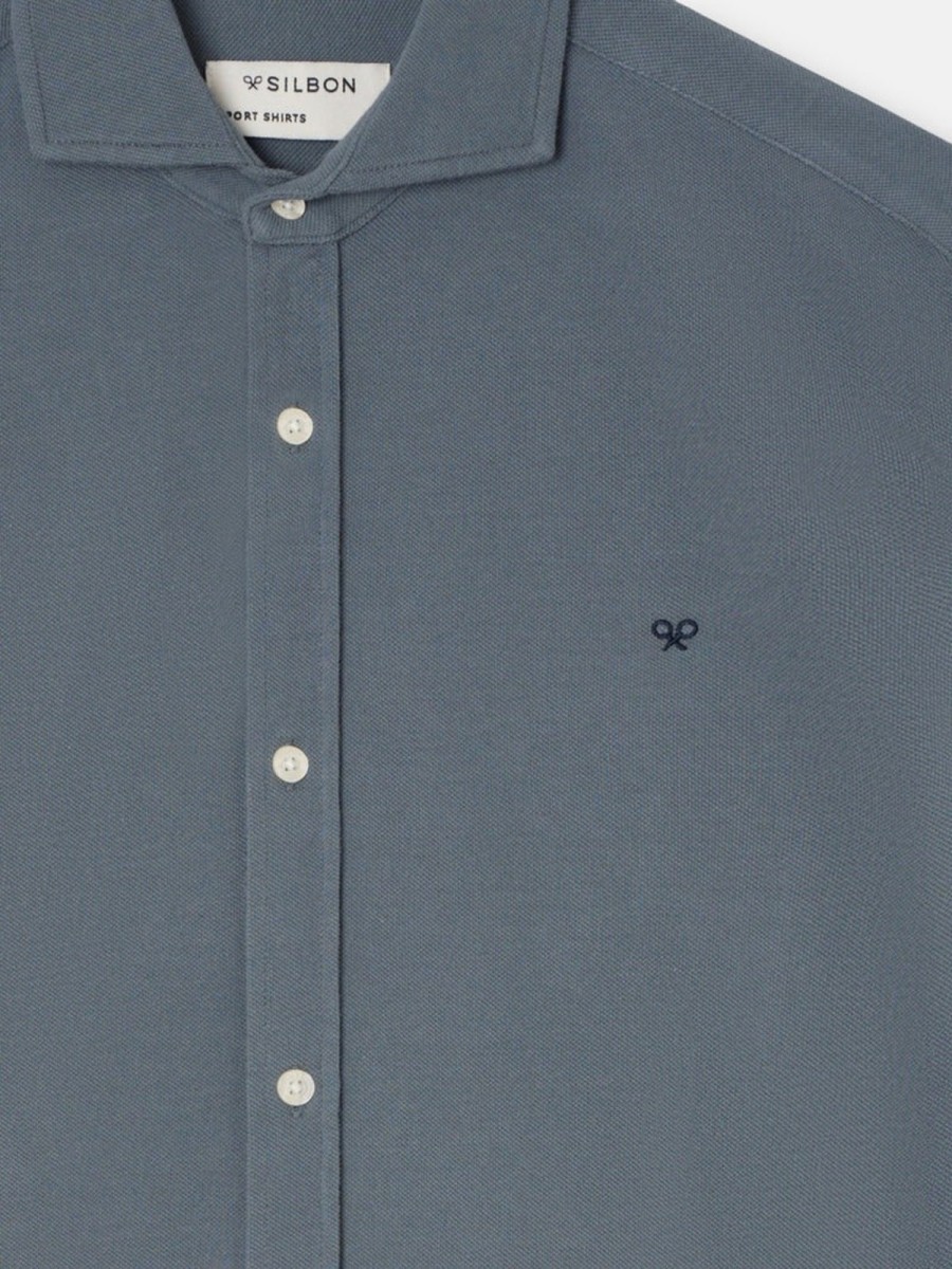 Camisa Silbon de piqué 100% algodón con cuello cutaway