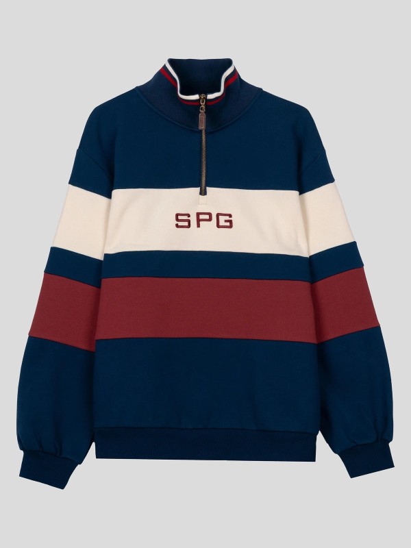 Sudadera Spagnolo Hombre Cuello Cremallera Rayas