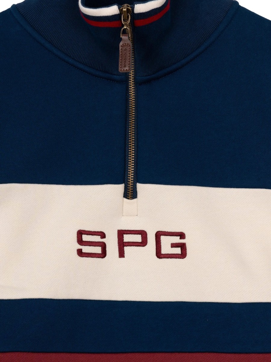 Sudadera Spagnolo Hombre Cuello Cremallera Rayas