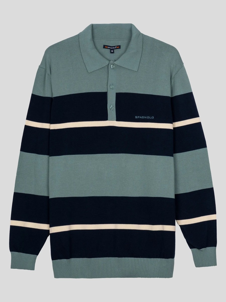 Jersey Spagnolo hombre verde 100% algodón cuello polo