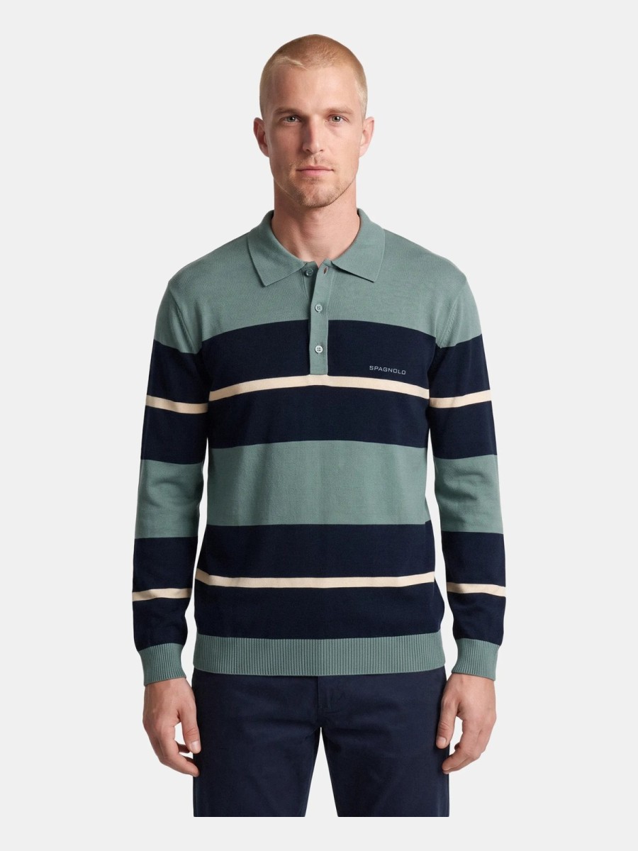 Jersey Spagnolo hombre verde 100% algodón cuello polo