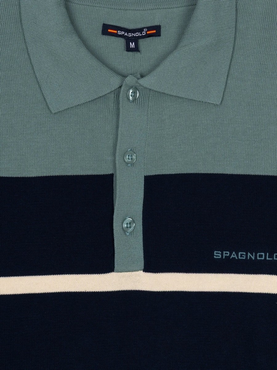 Jersey Spagnolo hombre verde 100% algodón cuello polo