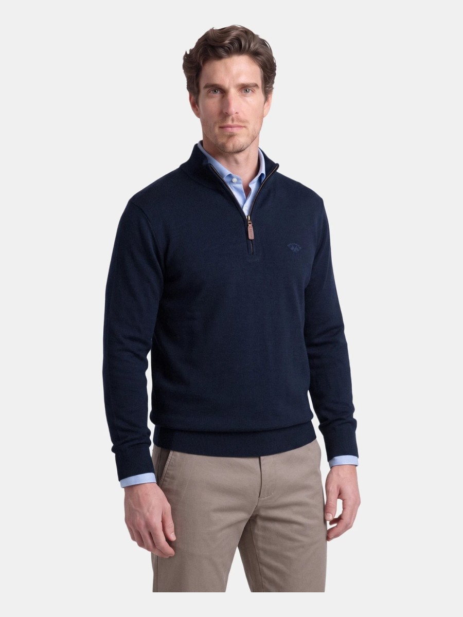 Jersey Spagnolo 100% Algodón Cuello Cremallera Hombre
