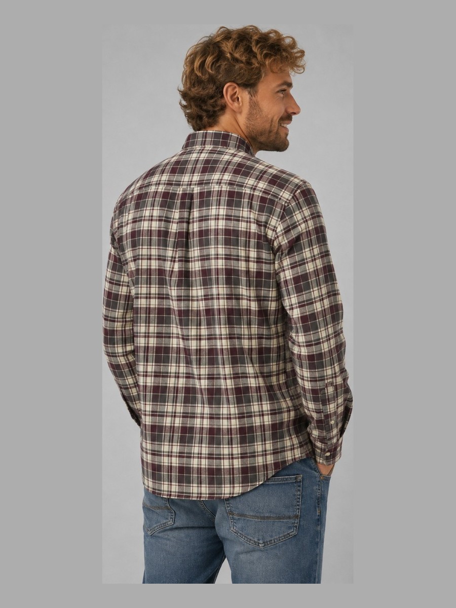 Camisa Losan de Franela a Cuadros Burdeos
